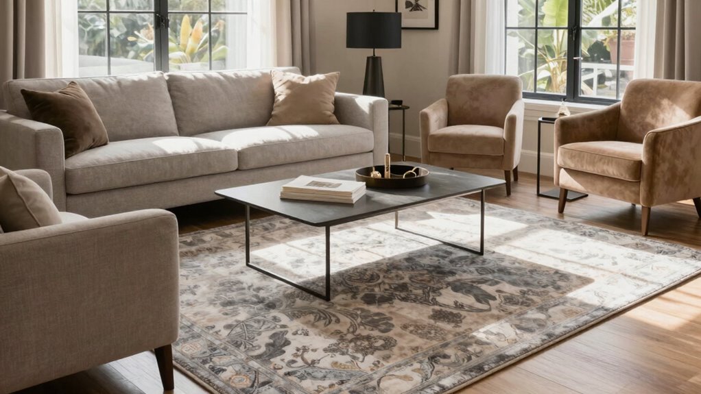 rug layout for living room