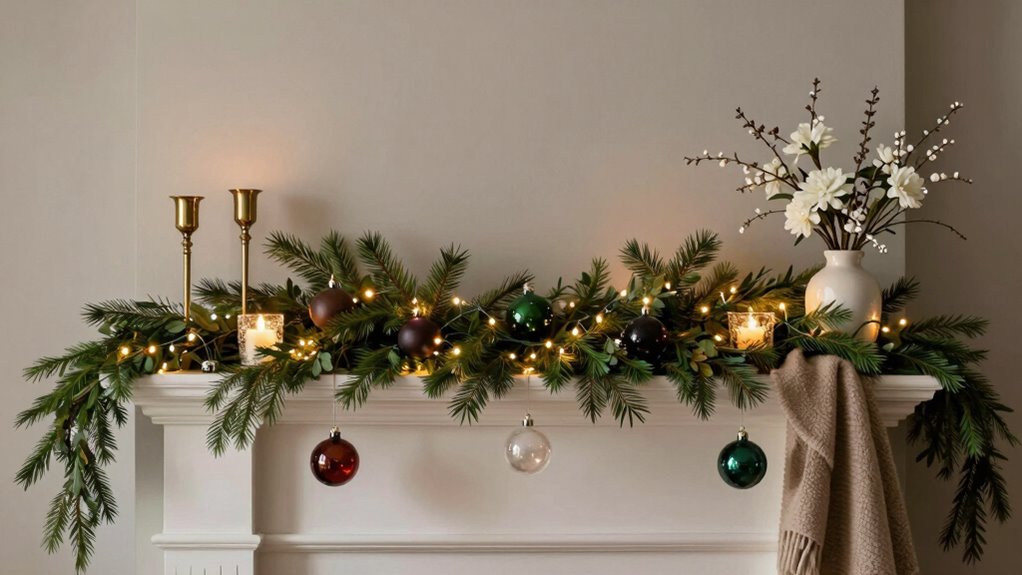 sophisticated holiday mantel decor