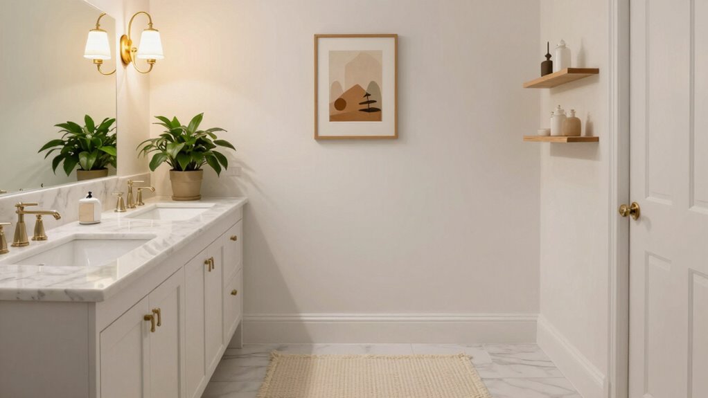 warmth in white bathroom