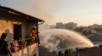 Fire Erupts On Roof Of Ankara Building