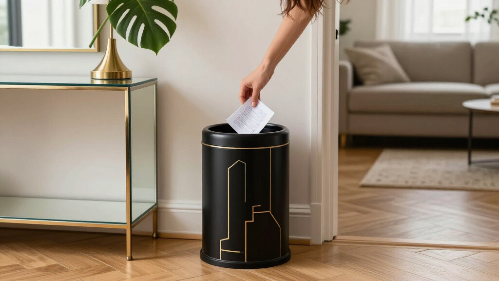 This Stylish Trash Can Is “Perfect” For Small Spaces (And Gives Art Deco Vibes!)