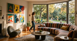 A Hockney Collage Inspired This Art-Filled Central Park Home, Where A Serpentine Sofa Bows To The View