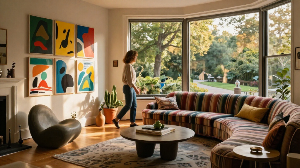 A Hockney Collage Inspired This Art-Filled Central Park Home, Where A Serpentine Sofa Bows To The View