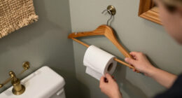 Skip Traditional Toilet Paper Holders: Grab A Hanger For Rustic Charm