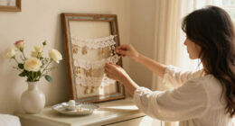Woman Turns Lace And An Old Frame Into A Charming Jewelry Holder